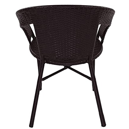 Outdoor Garden Patio Seating Set 1+2 (2 Chairs and 1 Table) (Brown) - rear_view