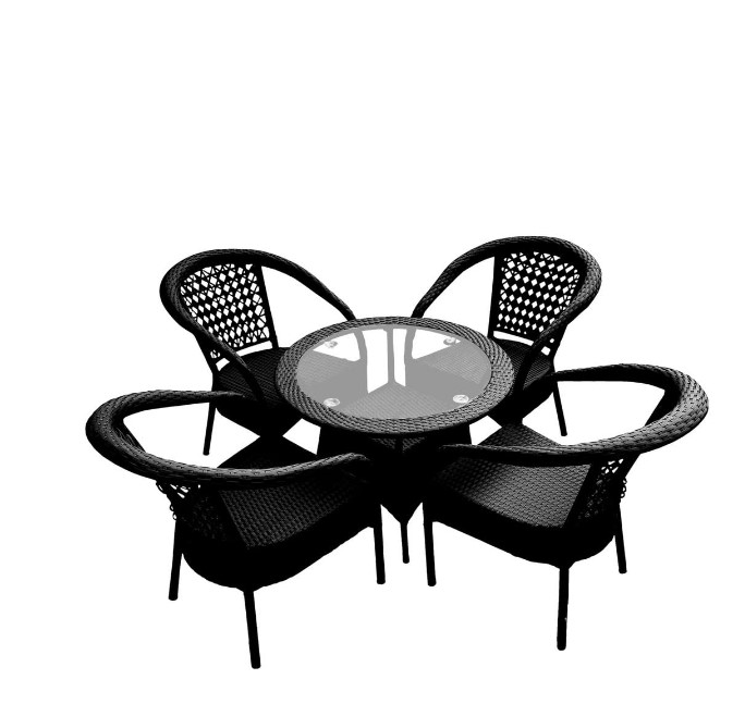 Outdoor / Indoor Patio Balcony Chair Set With Glass Table - front_view