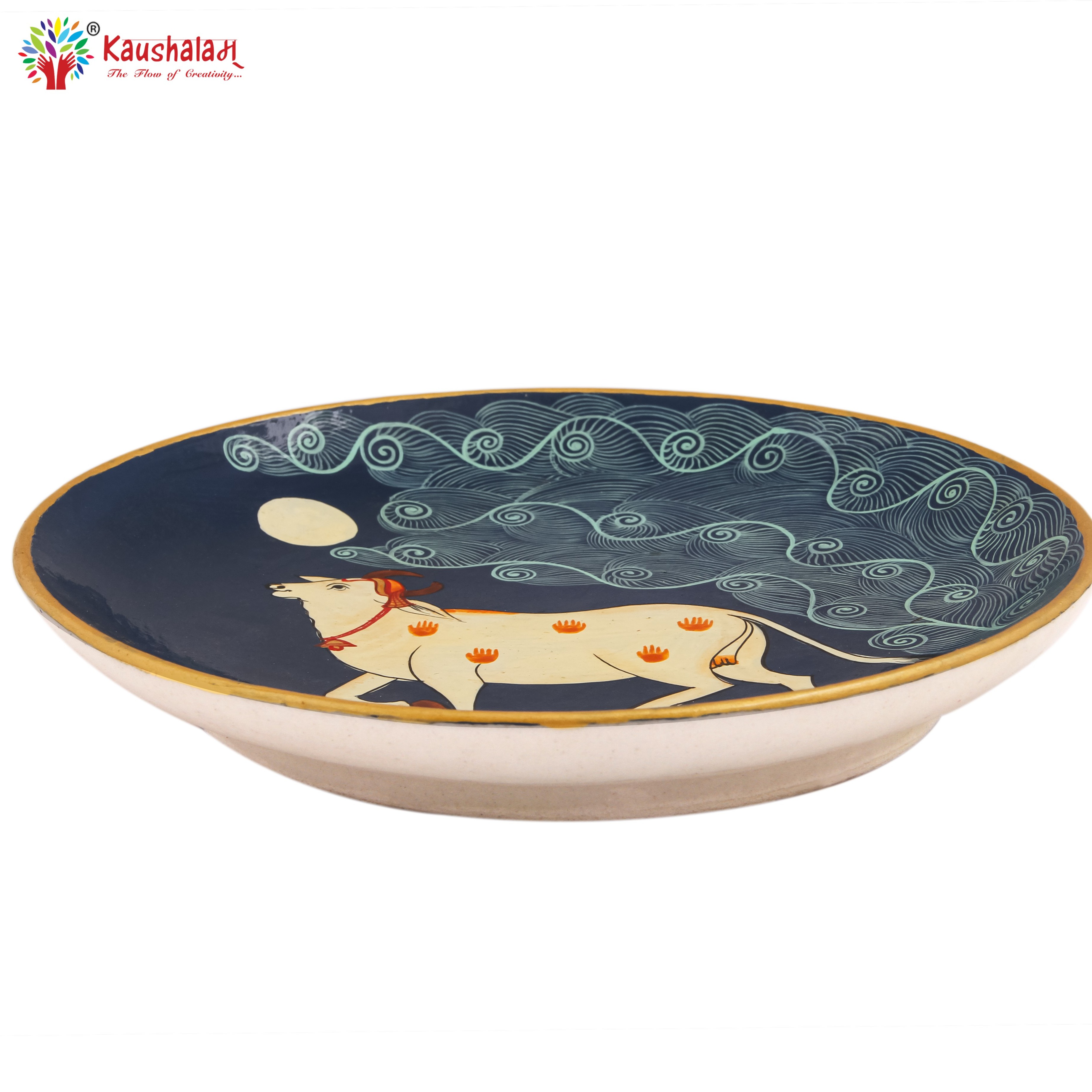 Hand Painted Ceramic Wall Plate : Pichwai - front-view