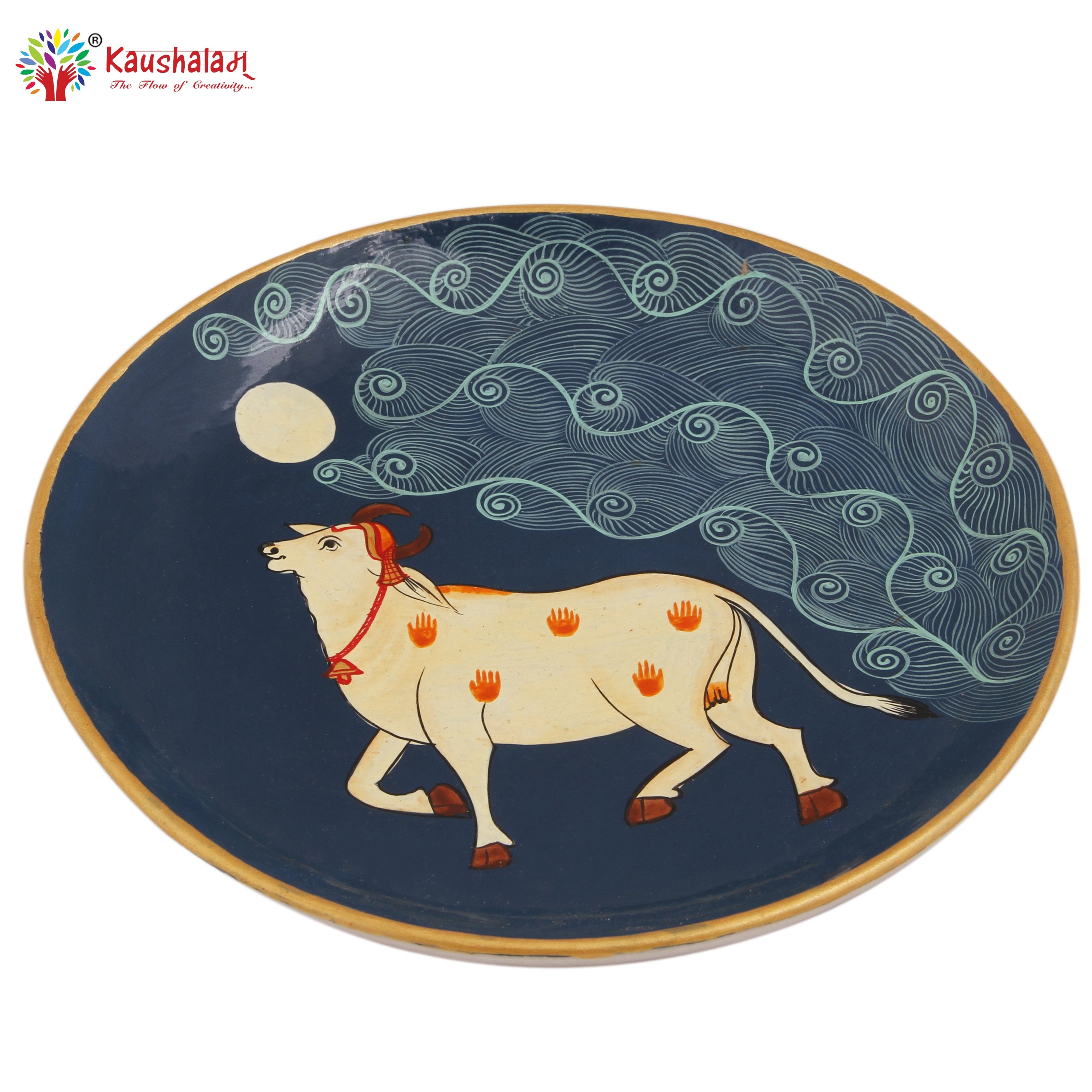 Hand Painted Ceramic Wall Plate : Pichwai - top-view