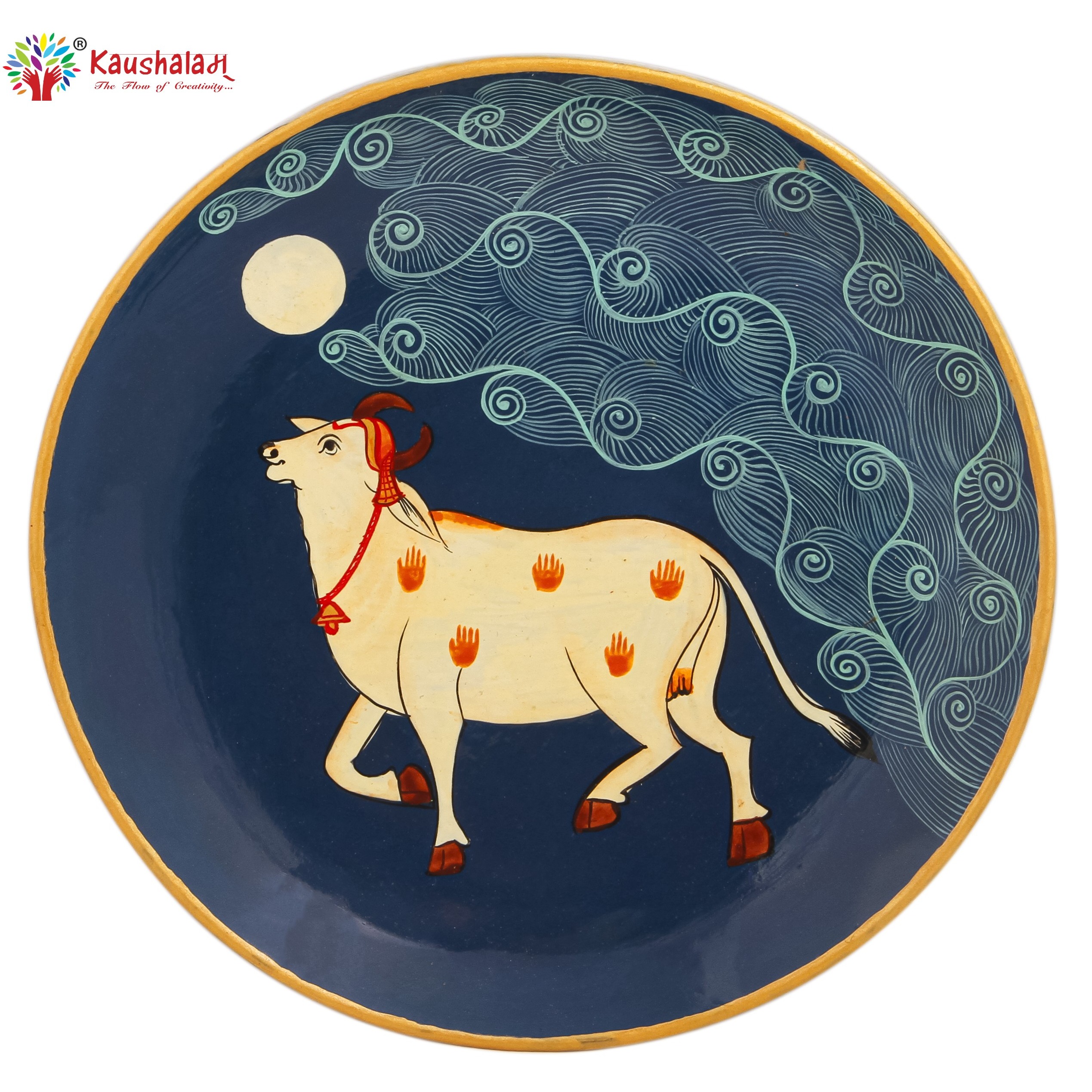 Hand Painted Ceramic Wall Plate : Pichwai - left-view
