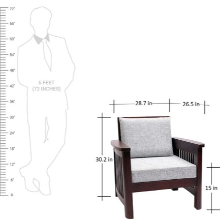 Alkaline Teakwood 3+1+1 wooden sofa - right_view