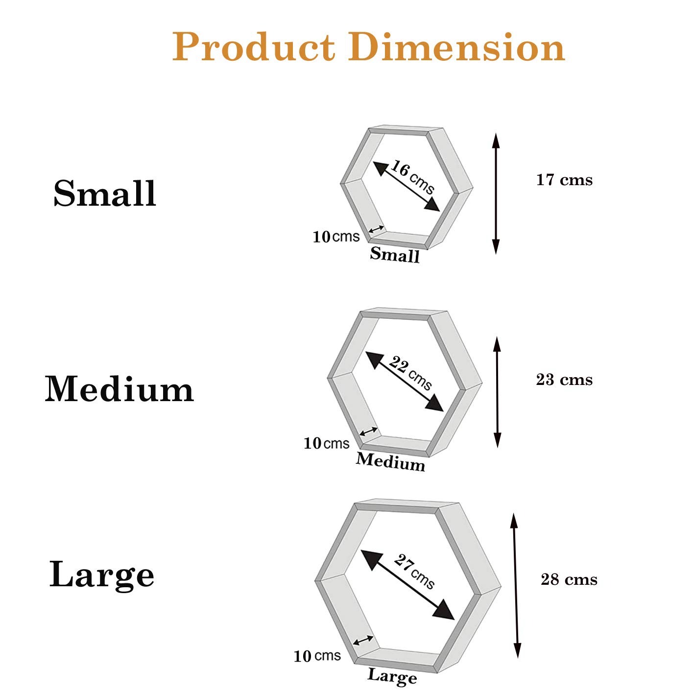 Annecy Wall Mount Floating Shelf In Hexagon Shape (Set of 3) - top_view