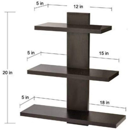 Sacramento Wooden Standing Wall shelf (Brown) - rear_view