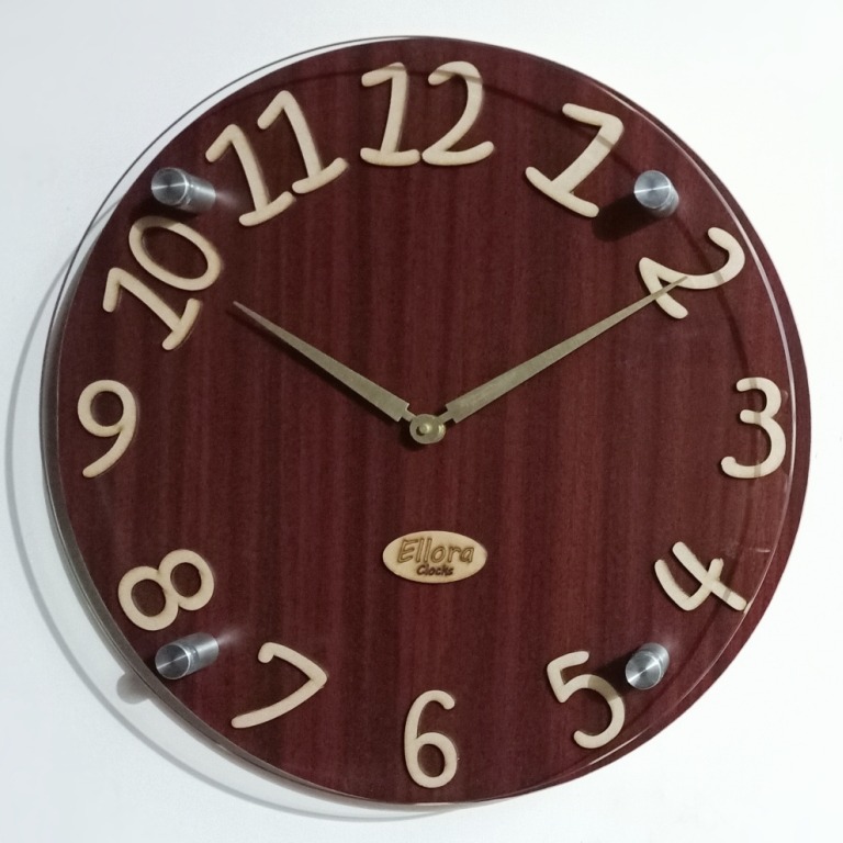 Wooden Simple Glass Clock - front_view