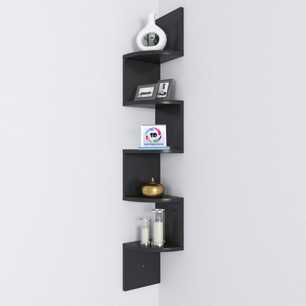 Tahoe Wall Mount Corner Shelves (Black) - bottom_view