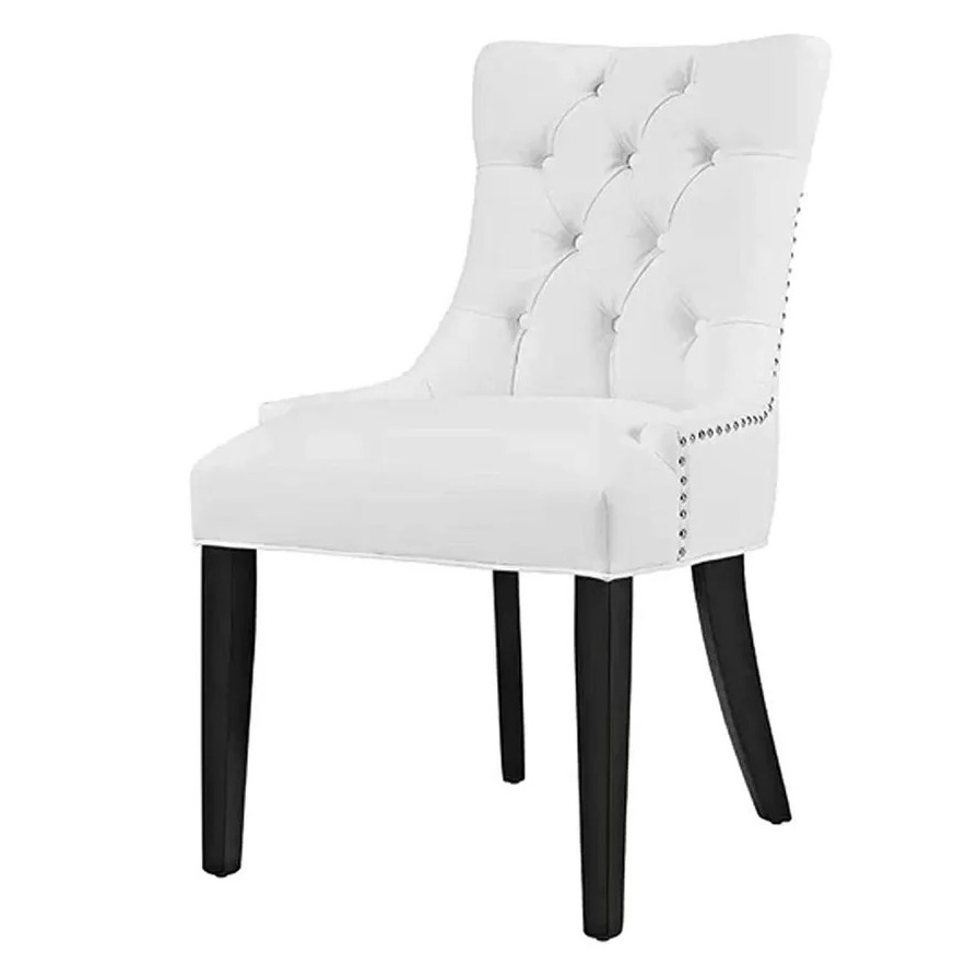 Modern Dining Chair With Button Nailed Trim - front_view