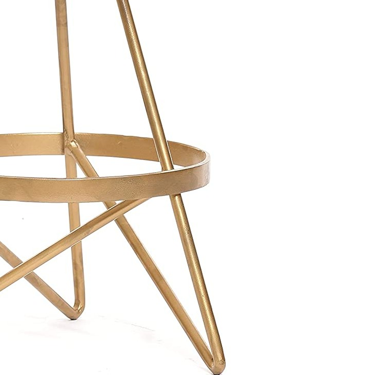 Round Bar Stool (Gold Metal | Chestnut) - top_view