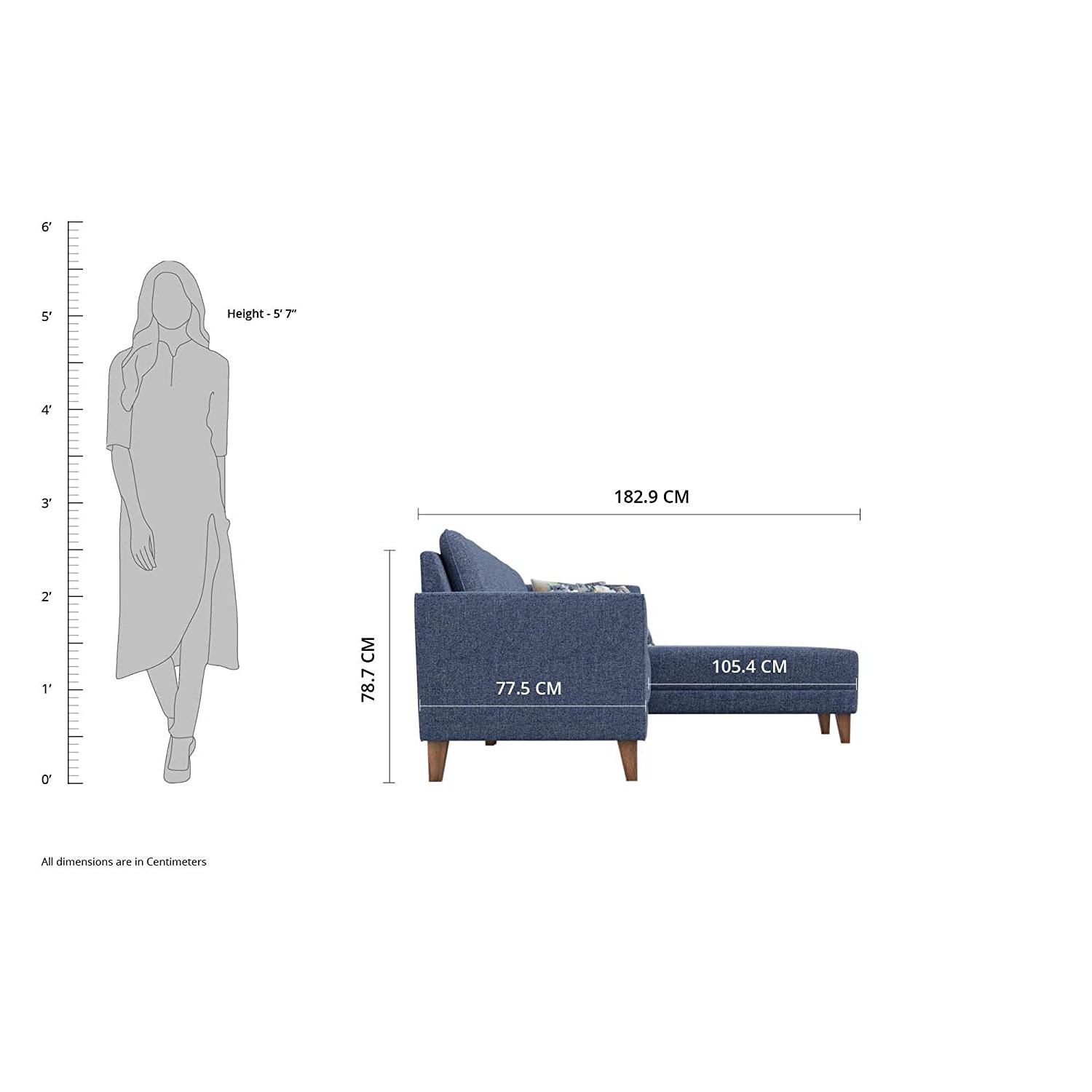 Athens Fabric RHS L Shape Blue Sofa Set - left_view