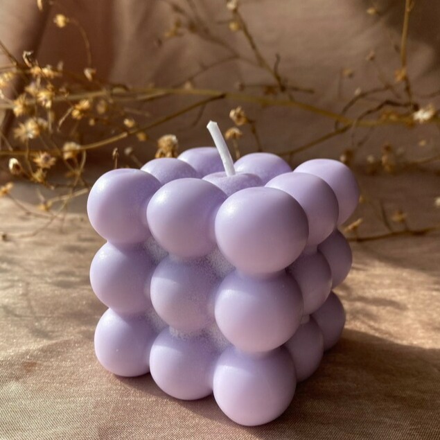 Scented Bubble Candle in Purple Color | 140GM | 6.5 * 6.5 * 6.5 cm - photo