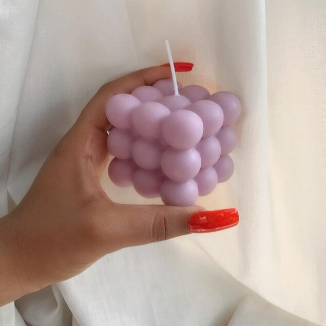 Scented Bubble Candle in Purple Color | 140GM | 6.5 * 6.5 * 6.5 cm - front-view