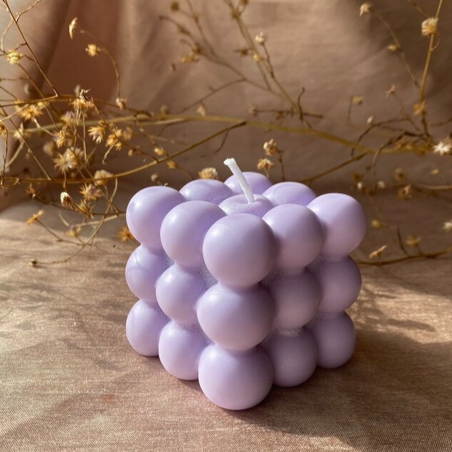 Scented Bubble Candle in Purple Color | 140GM | 6.5 * 6.5 * 6.5 cm - top-view