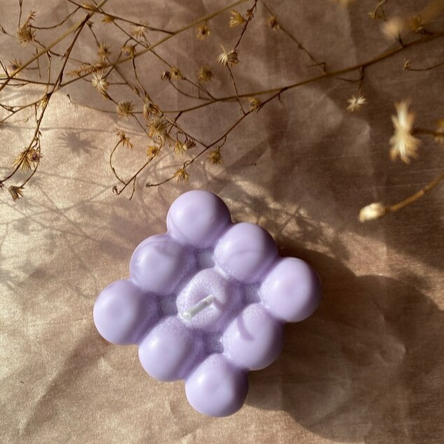 Scented Bubble Candle in Purple Color | 140GM | 6.5 * 6.5 * 6.5 cm - rear-view