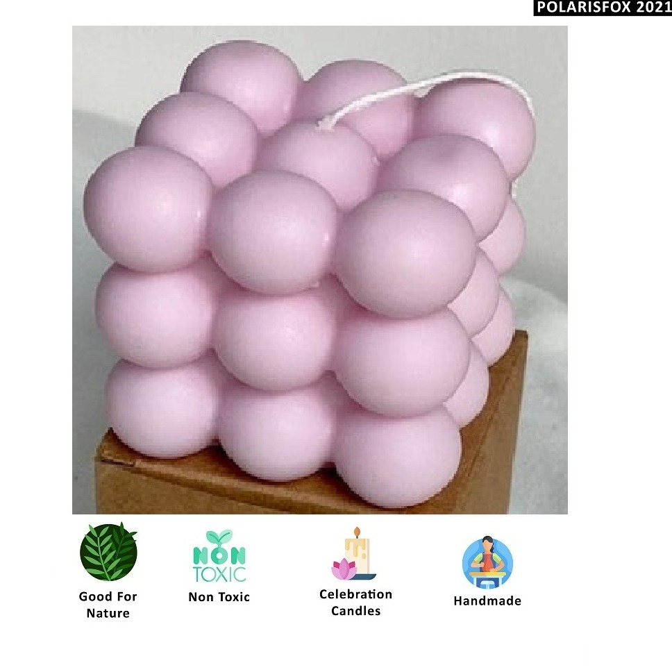 Scented Bubble Candle in Purple Color | 140GM | 6.5 * 6.5 * 6.5 cm - left-view