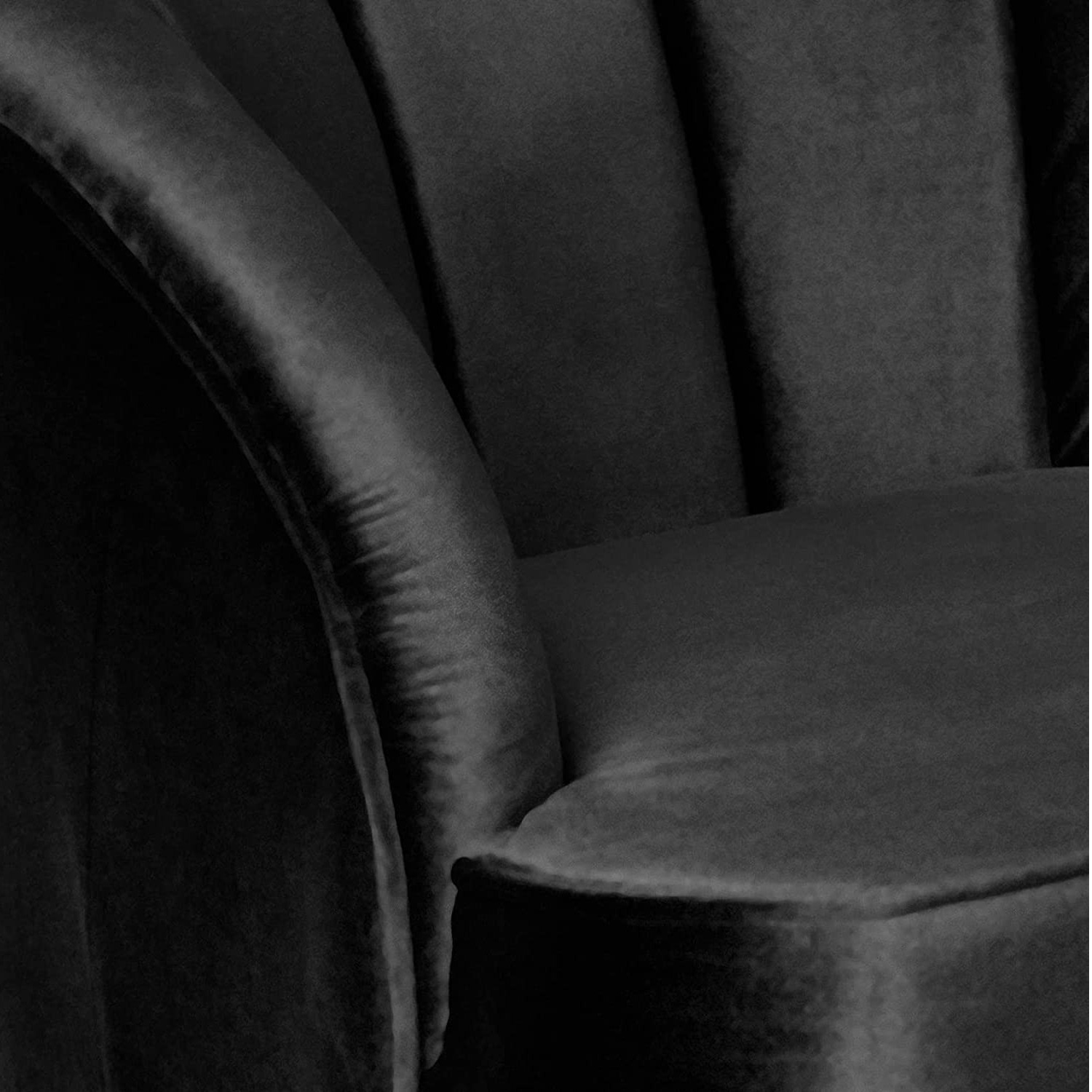 Modern Velvet Club Chair, Black - left_view
