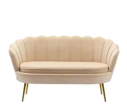 Modern Velvet Upholstered Arm Loveseat Sofa - rear_view