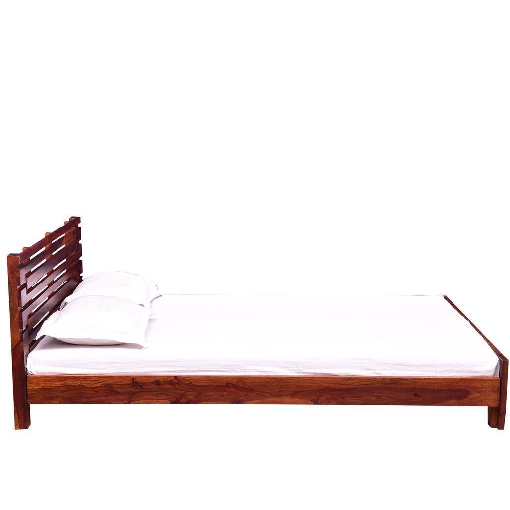 Edward Pure Sheesham Wooden Queen SIze Bed - right_view