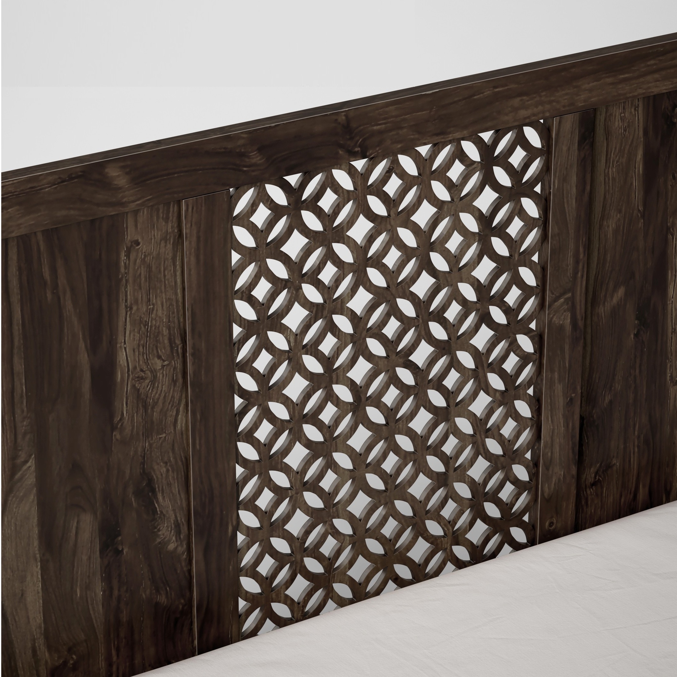 Huron Pure Sheesham Wooden Queen Size Bed - front_view