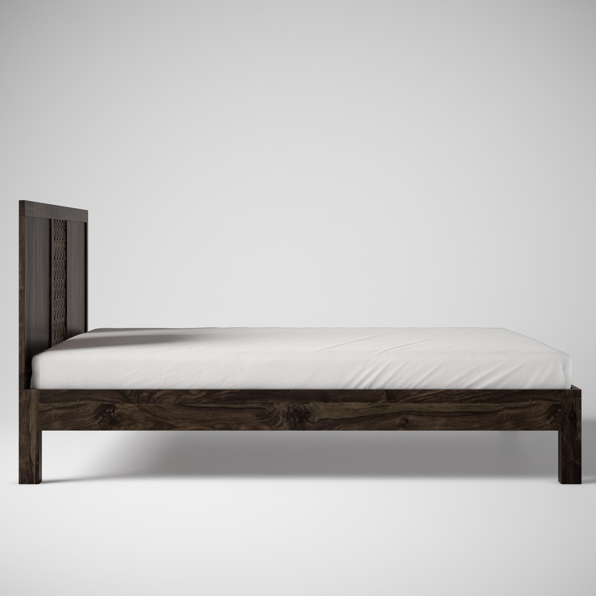 Huron Pure Sheesham Wooden Queen Size Bed - top_view