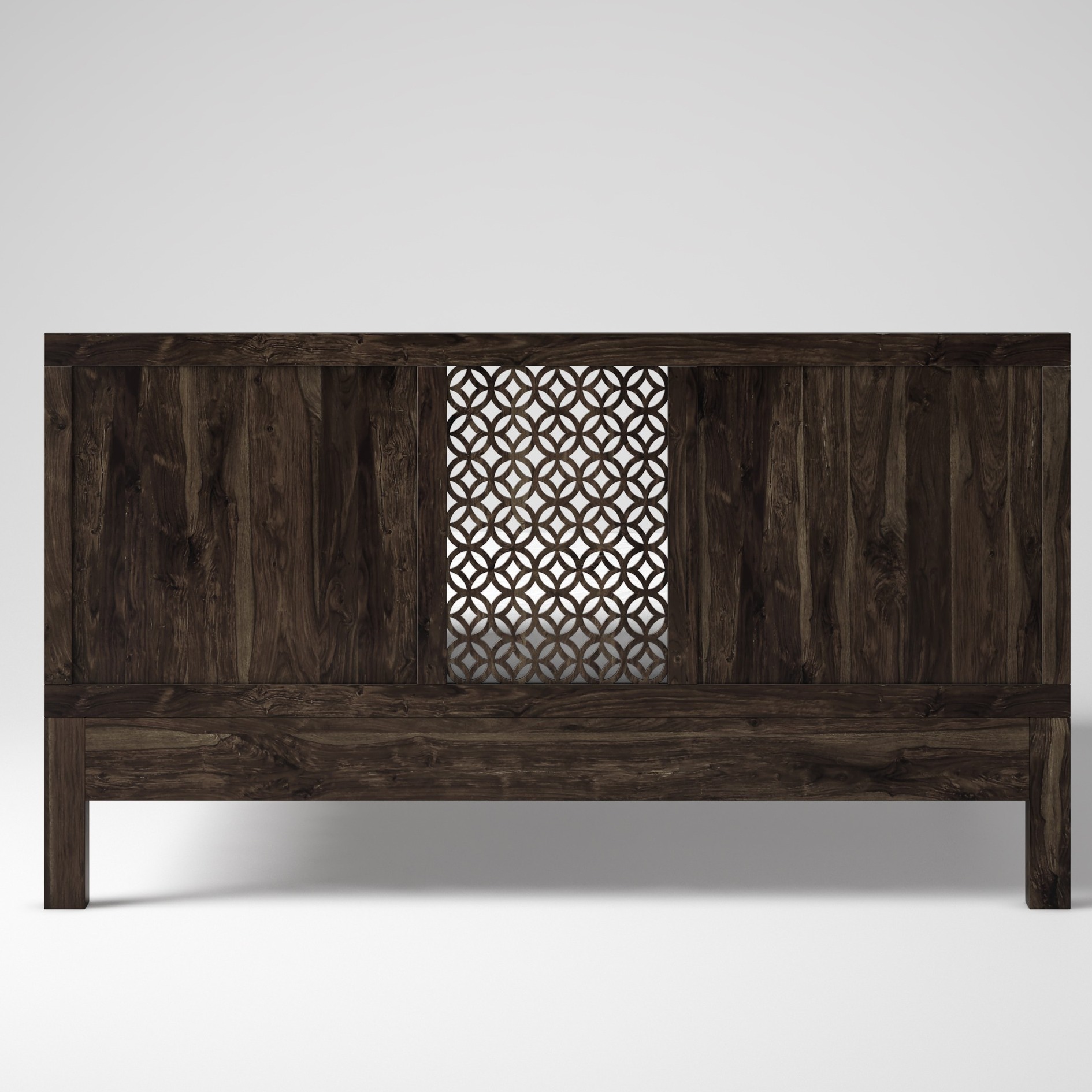 Huron Pure Sheesham Wooden Queen Size Bed - rear_view