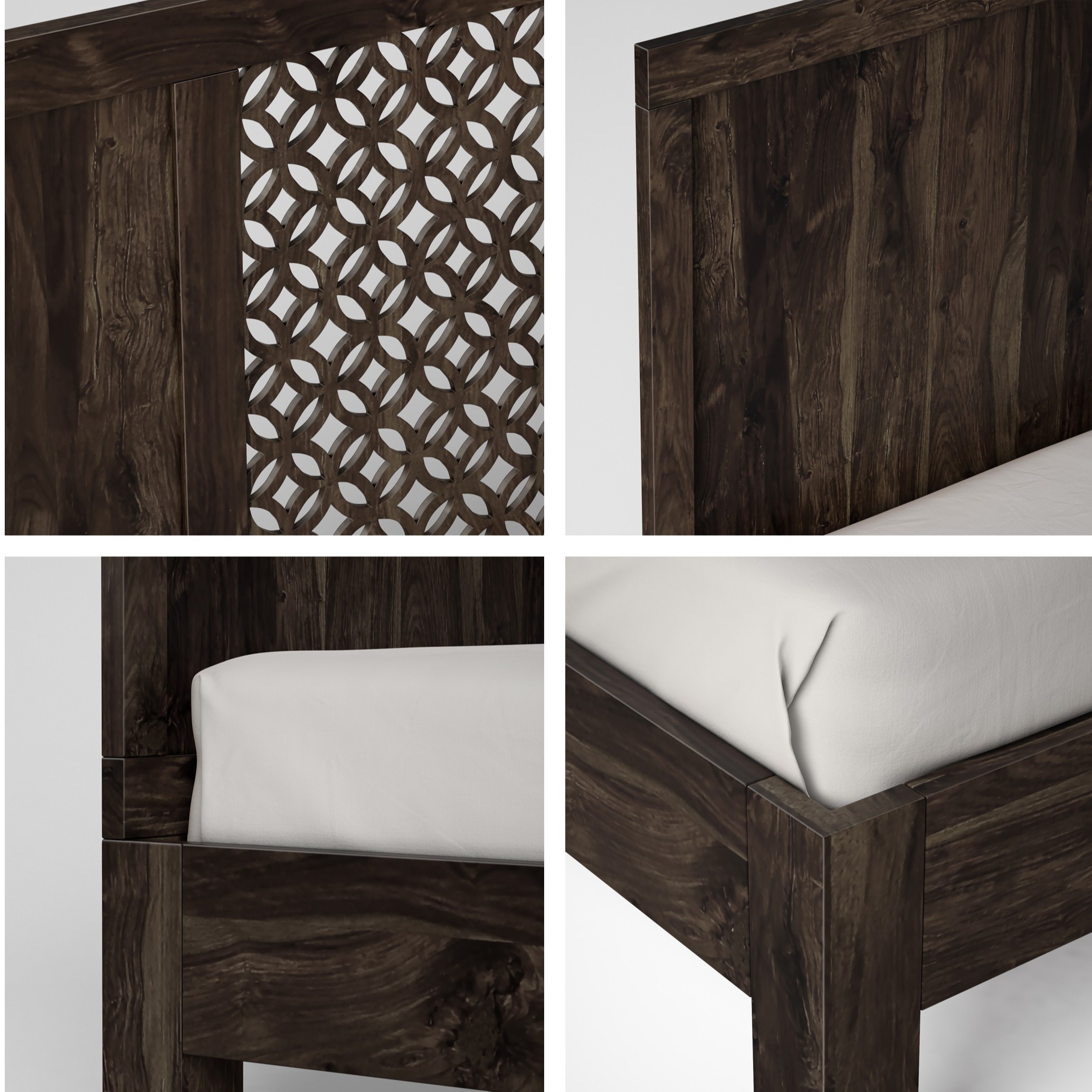 Huron Pure Sheesham Wooden Queen Size Bed - left_view