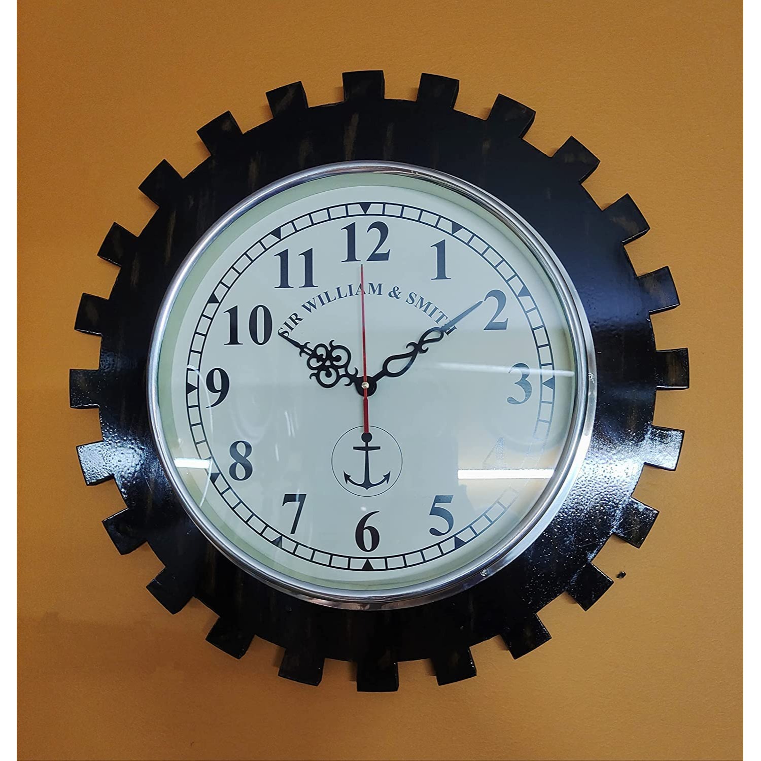 Wooden Wall Clock Antique Vintage Style Art Unique Decorative, Brown, (20 inch) - right_view