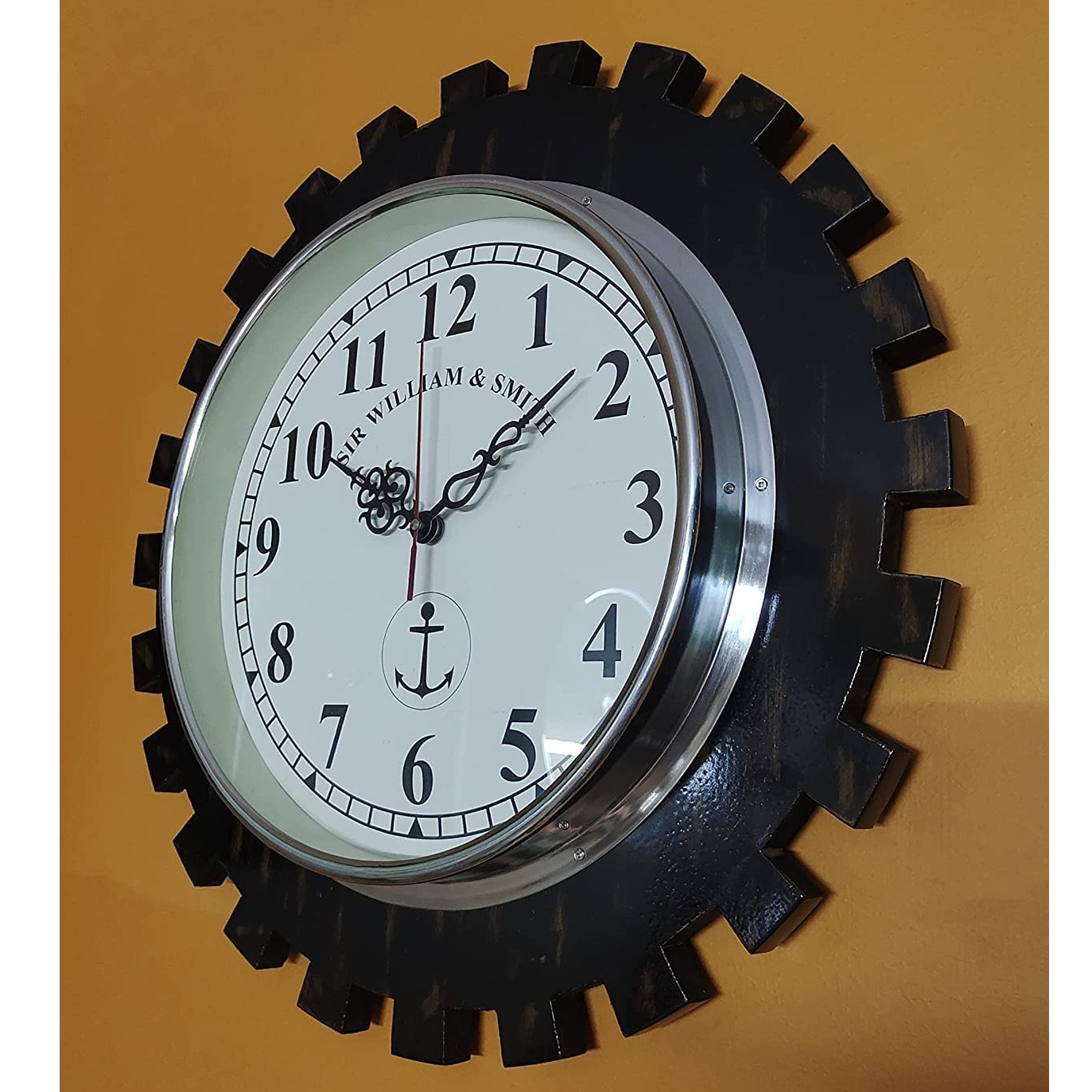Wooden Wall Clock Antique Vintage Style Art  Brown, (12 inch) - front_view