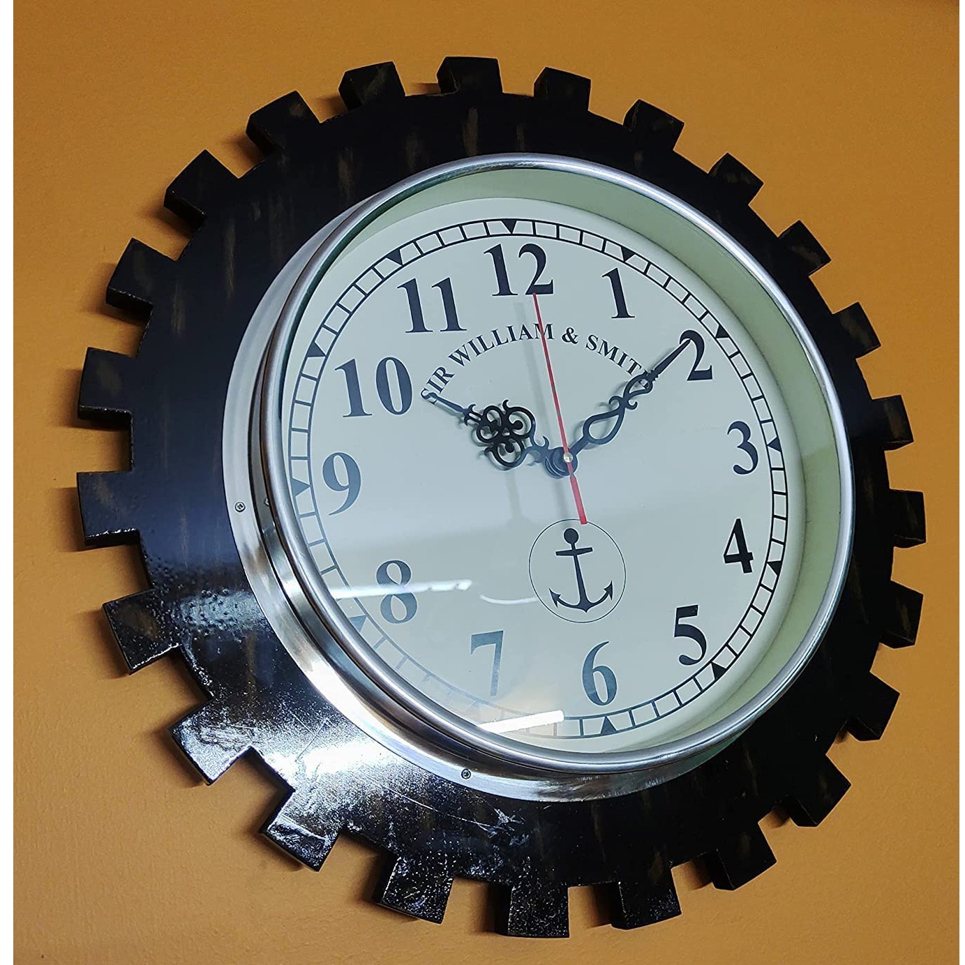 Wooden Wall Clock Antique Vintage Style Art  Brown, (12 inch) - top_view