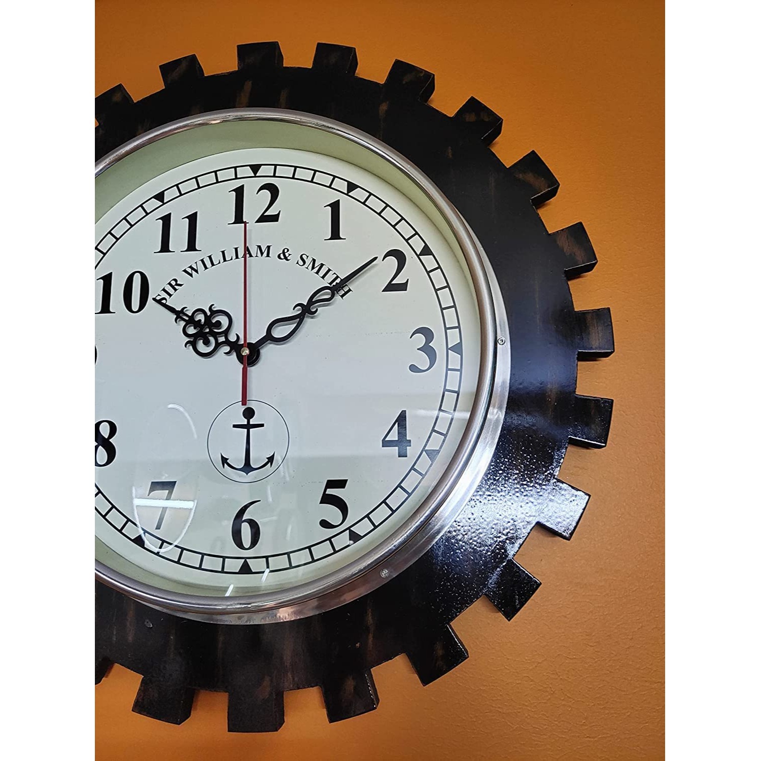 Wooden Wall Clock Antique Vintage Style Art  Brown, (12 inch) - left_view