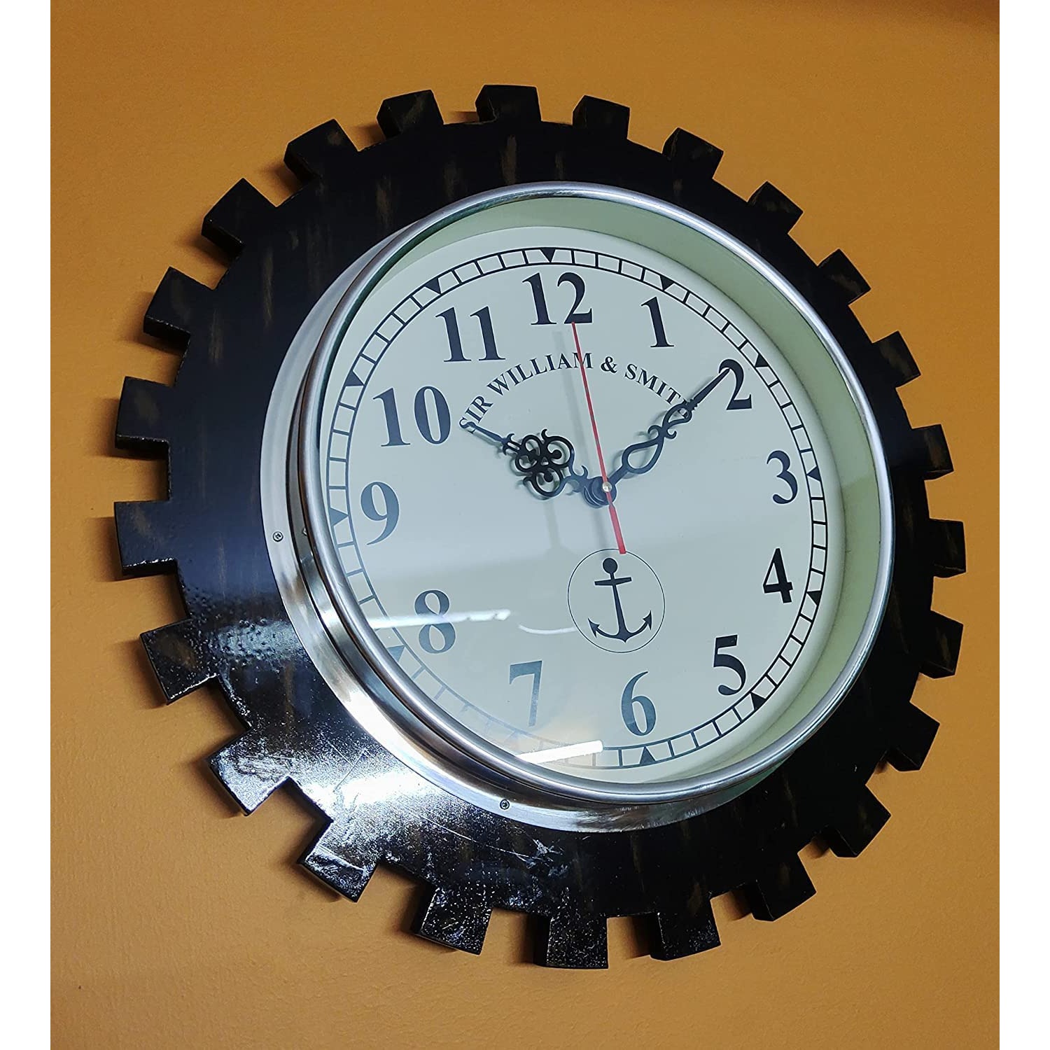 Antique Vintage Wooden Wall Clock, Black, (18 inch) - rear_view