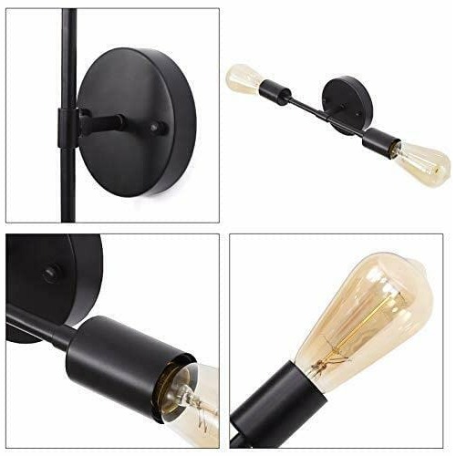 Wall Light Decorative Round Cage Pendant Hanging Light  (Black) - Pack of 2 - rear_view