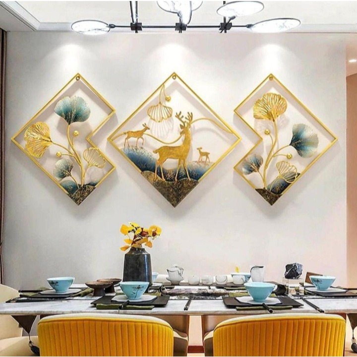 Designer Deer Multicolor Metal Wall Art - top_view
