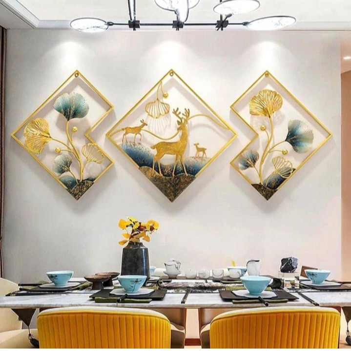 Designer Deer Multicolor Metal Wall Art - rear_view