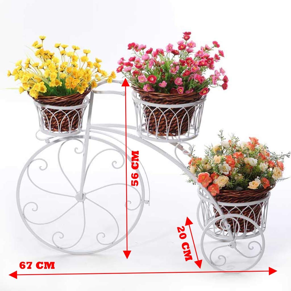 Cycle Design Flower Pot metal Stand (White) - top_view