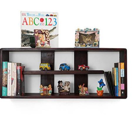 Rectangular Wall Shelf With Mahogany Finish - front_view