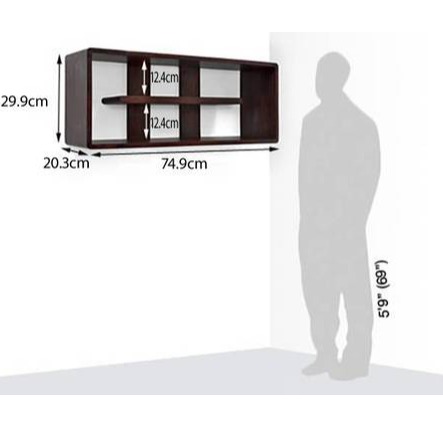 Rectangular Wall Shelf With Mahogany Finish - left_view