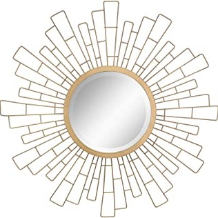 Decorative Antique Gold Geometric Metal Wall Mirror - rear_view
