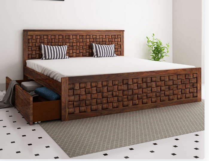Malawi Sheesham Rosewood Wooden King Size Bed - rear_view