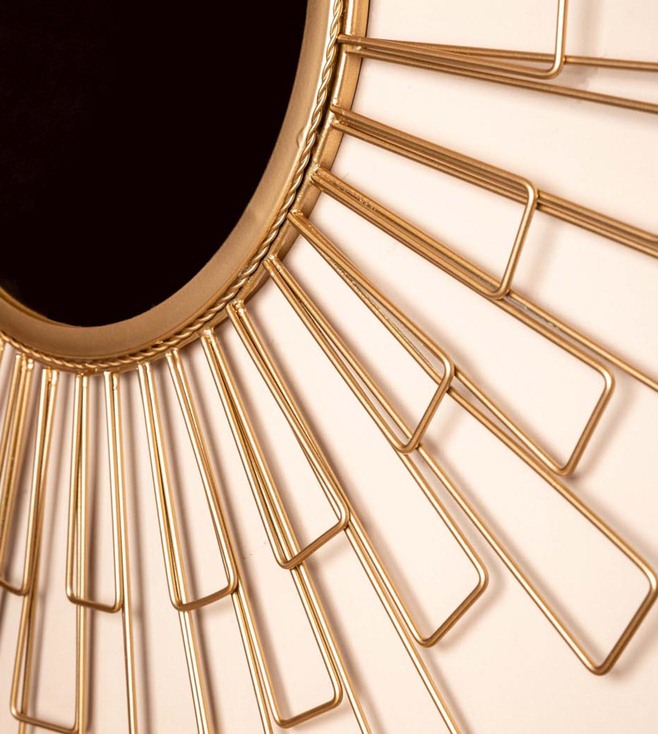 Decorative Antique Gold Geometric Metal Wall Mirror - top_view