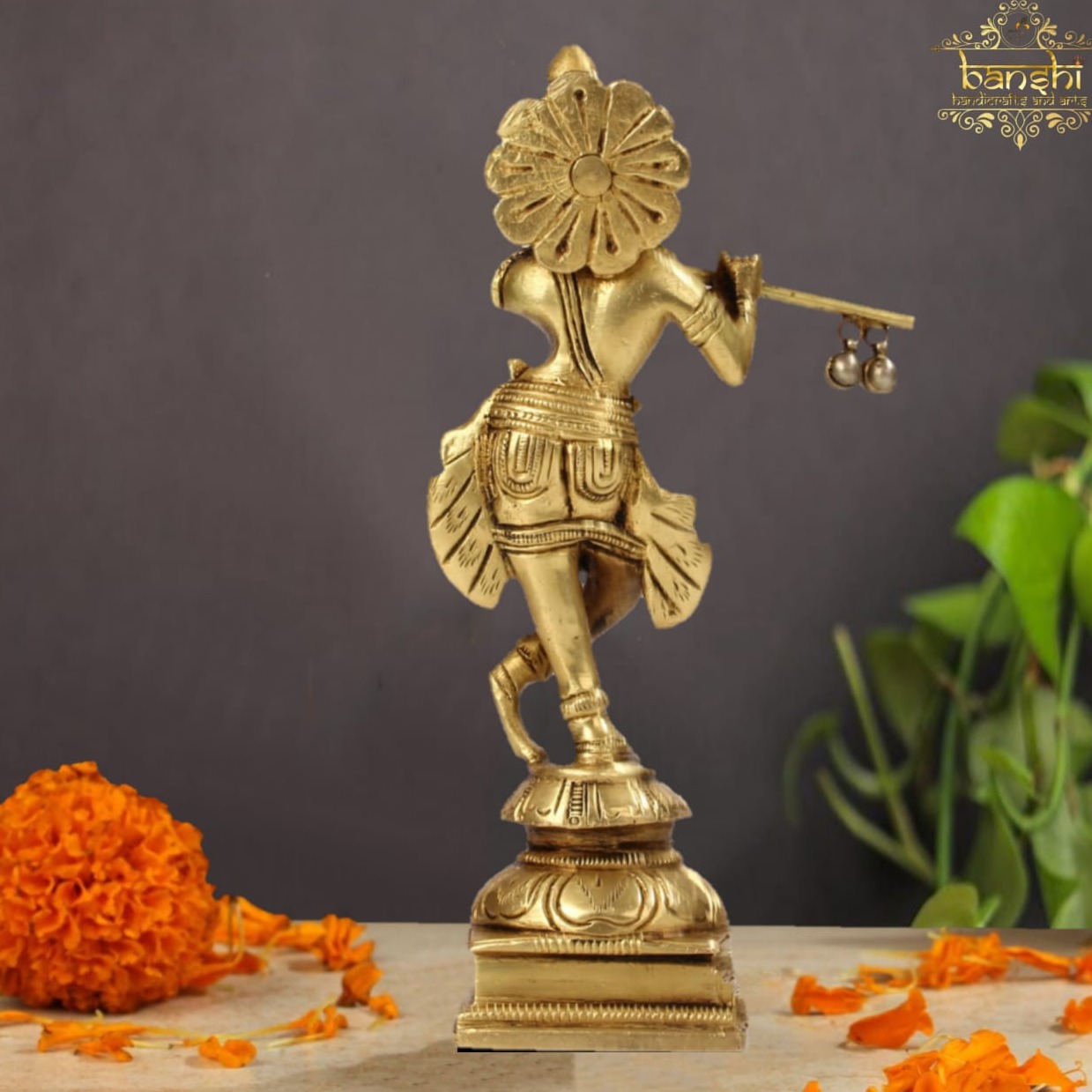 Lord Krishna Brass Idol - left_view