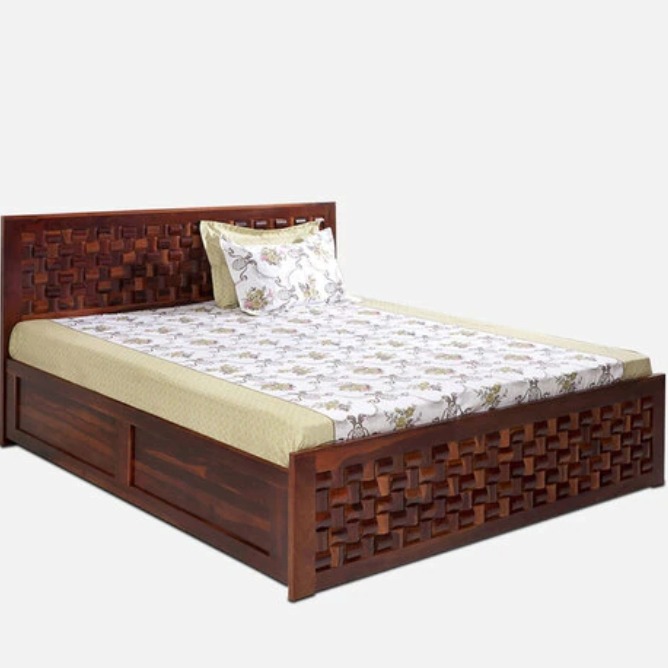 Crocus Wooden King Size Bed With Storage - front_view