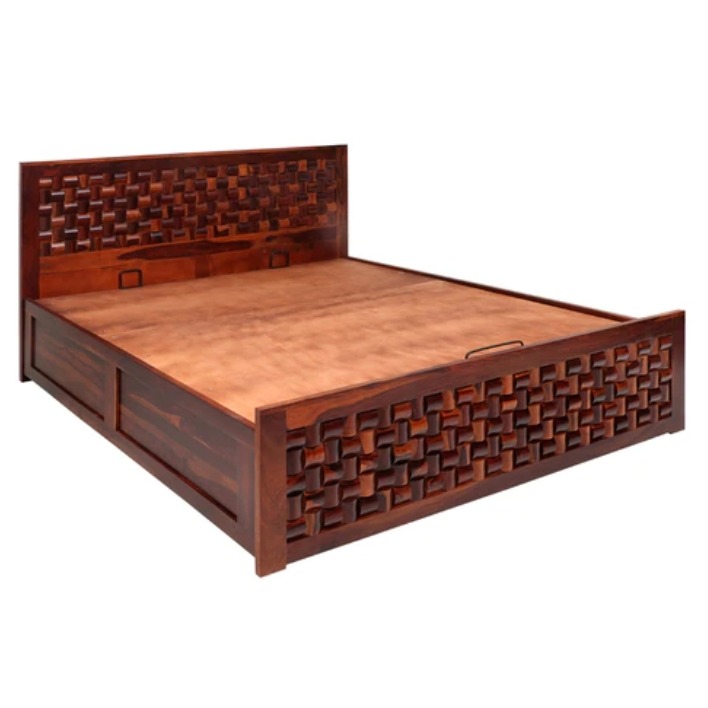Crocus Wooden King Size Bed With Storage - rear_view