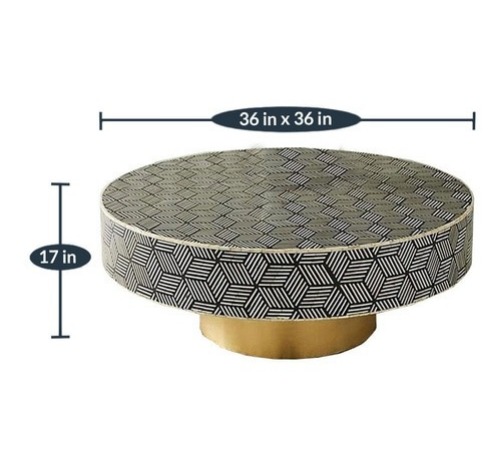Bone Inlay Scroll Vine Inlay Coffee Table - rear_view