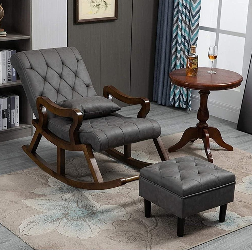 Tiffany Rose Wood Rocking Lounge Chair - front_view