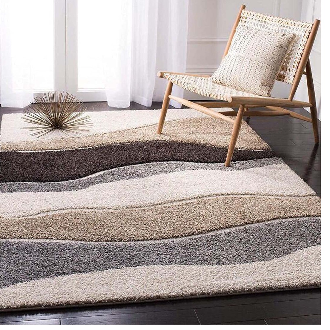 Luxurious Geometric Plush Shaggy Carpet - top_view