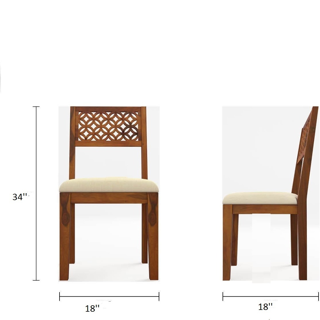 Pure Sheesham Solid Wood 2 Seater Dining Table Set - rear_view