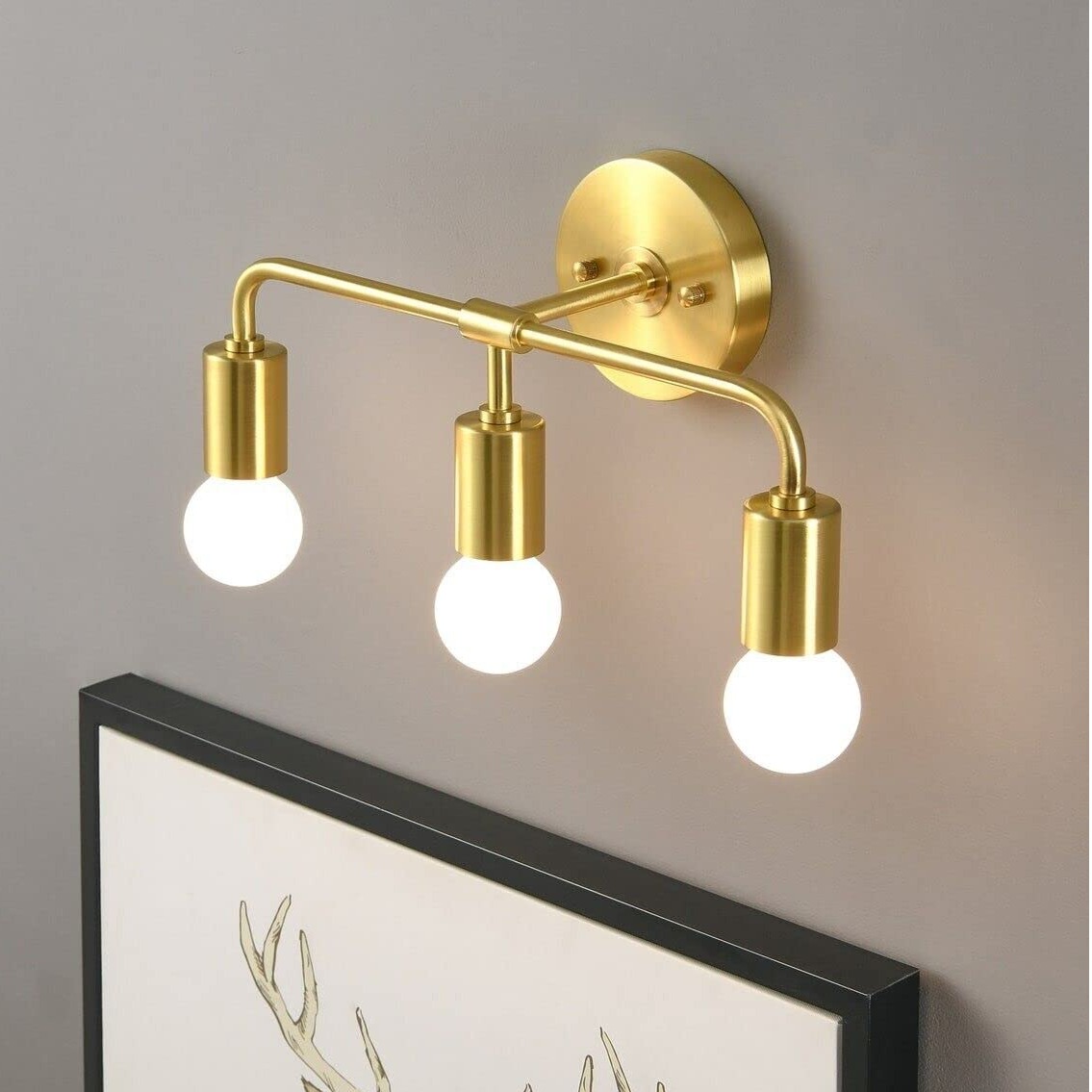 Sconce 3 Light With Golden Brush - rear_view