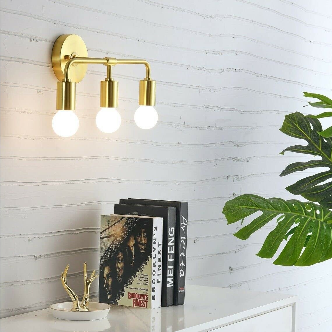 Sconce 3 Light With Golden Brush - right_view