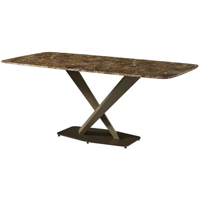 Luxury Golden Marble Dining Table Set With 6 Chairs - top_view