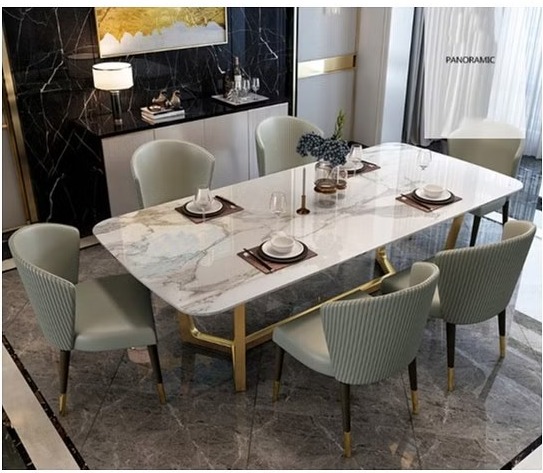Denver Marble Dining Table With 6 Chairs - left_view
